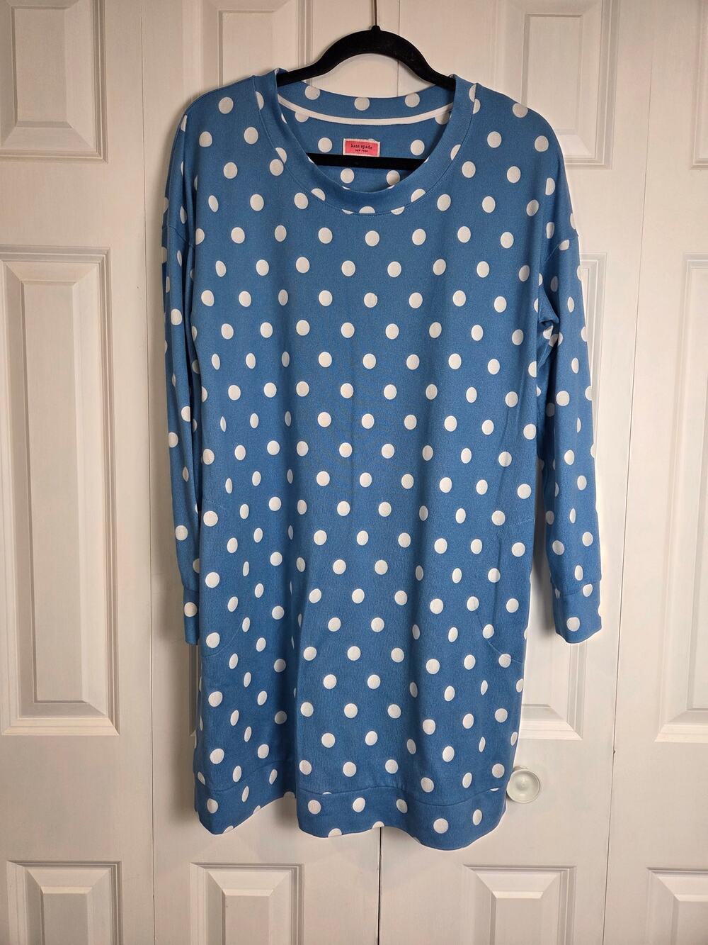 KATE SPADE Blue/White Polka Dots Dress/Tunic Womens Sz M Long Sleeve